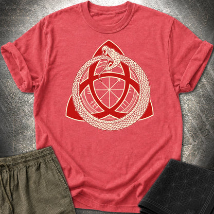 Triquetra Ouroboros T-Shirt - Triquetra Ouroboros T-Shirt - Heather Red