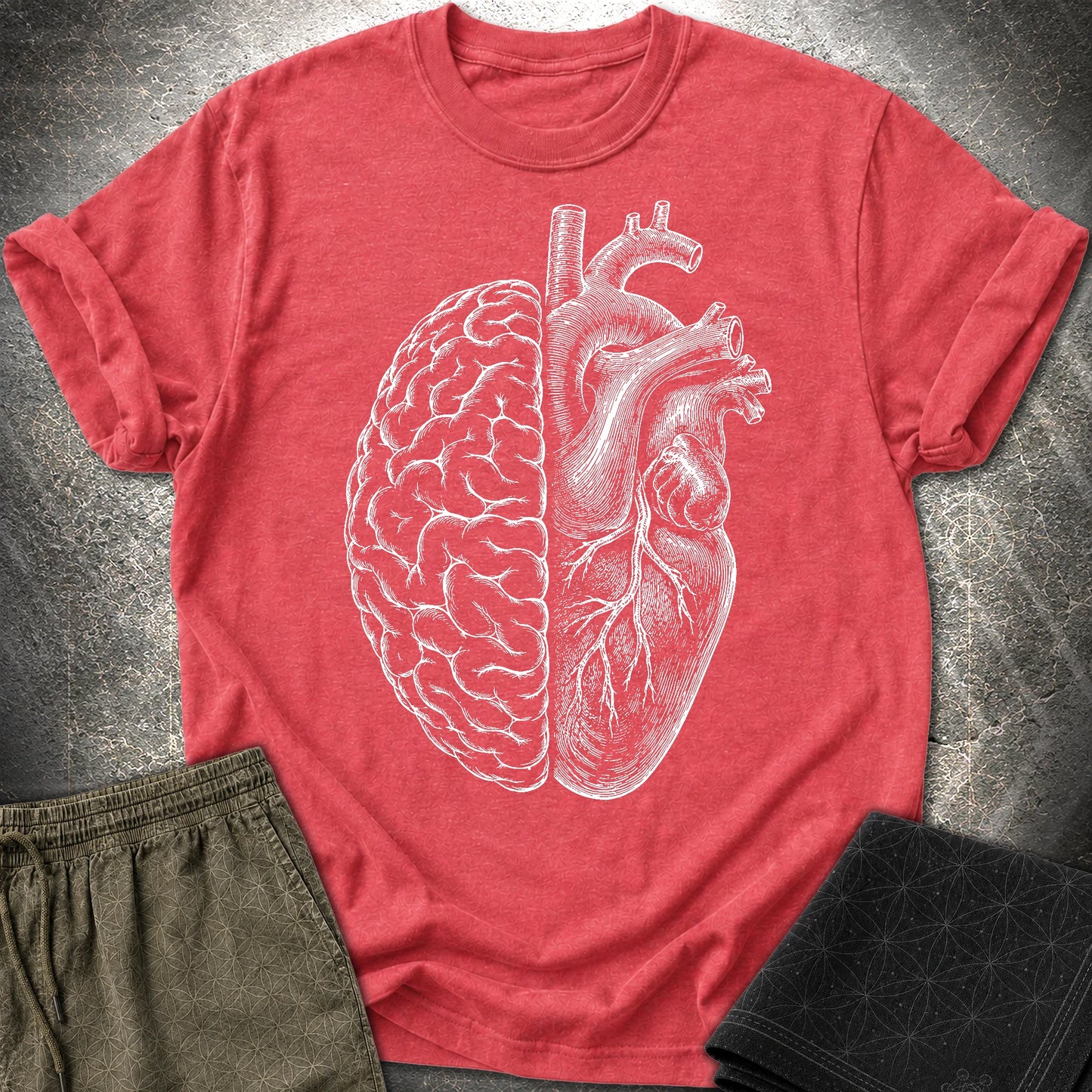 Heart Brain - Heart Brain T-Shirt - Heather Red