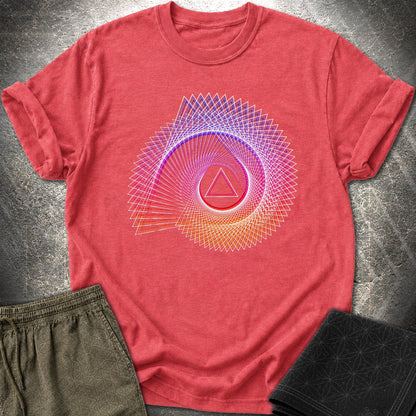 Spiralling Gradient Triangle T-Shirt - Spiralling Gradient Triangle T-Shirt - Heather Red