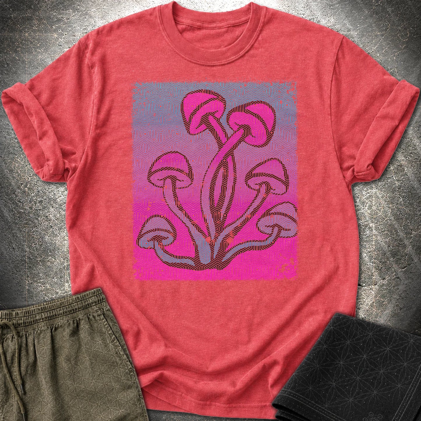 Sacred Mushrooms T-Shirt - Sacred Mushrooms T-Shirt - Heather Red