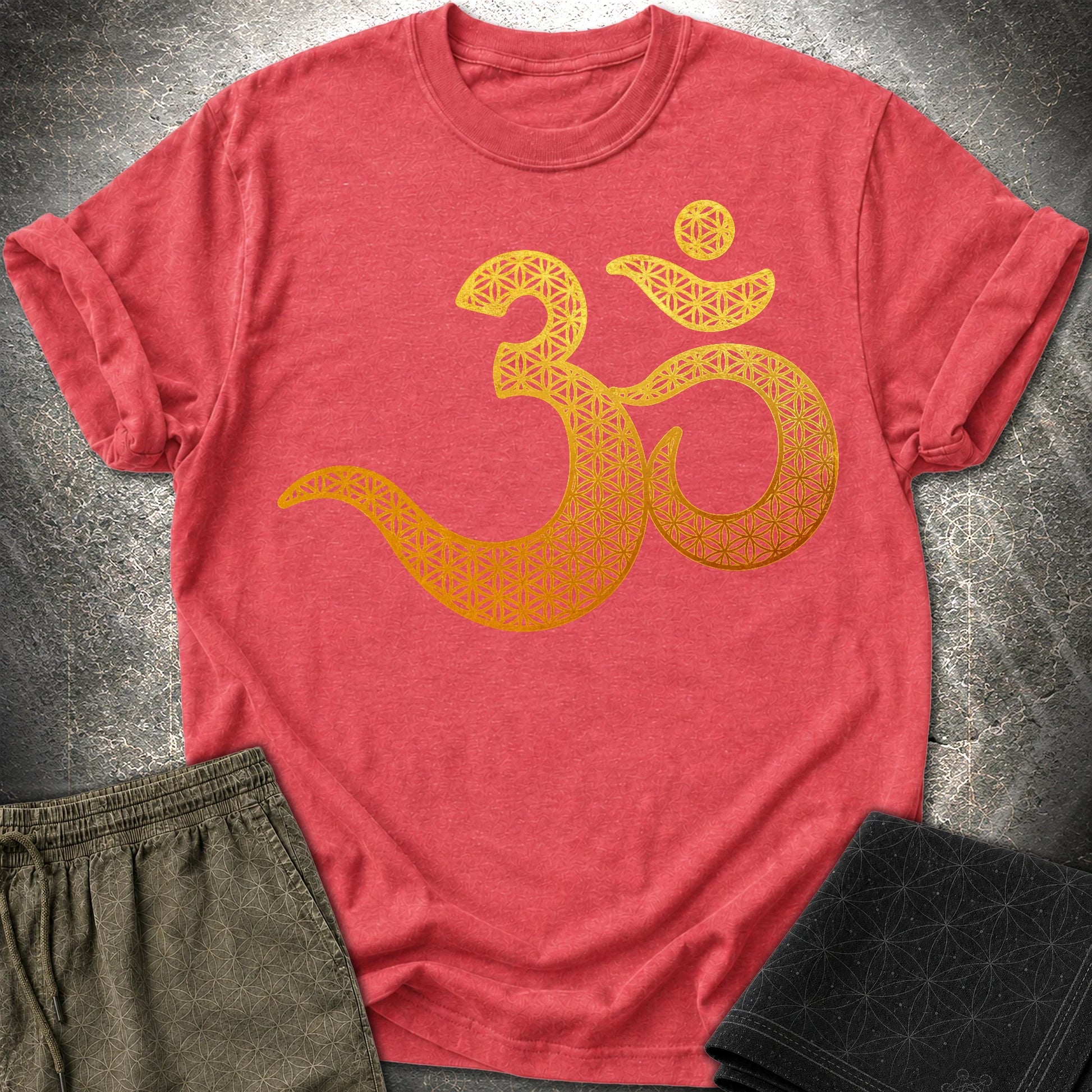 Ohm Flower Of Life Pattern T-Shirt - Ohm Flower Of Life Pattern T-Shirt - Heather Red