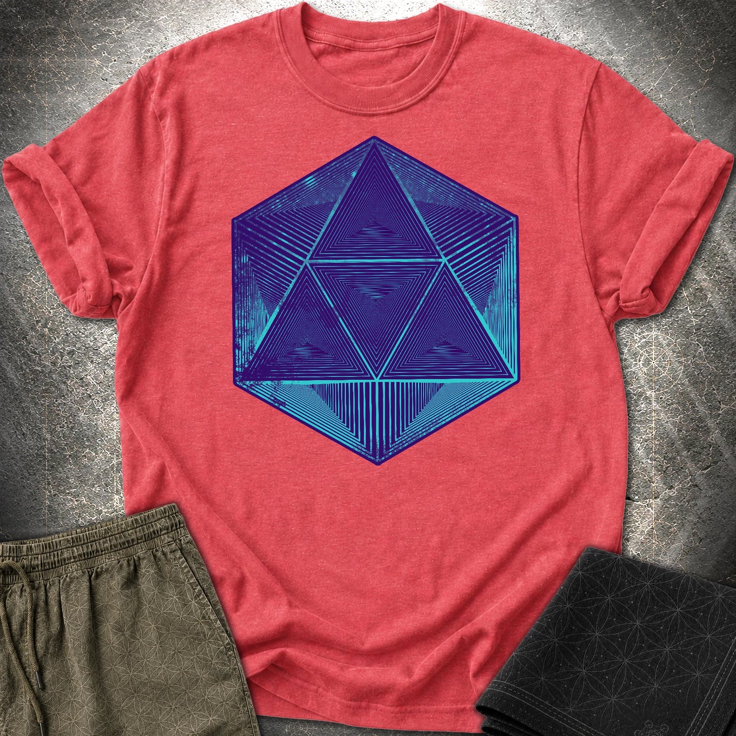 Space Octahedron T-Shirt - Space Octahedron T-Shirt - Heather Red