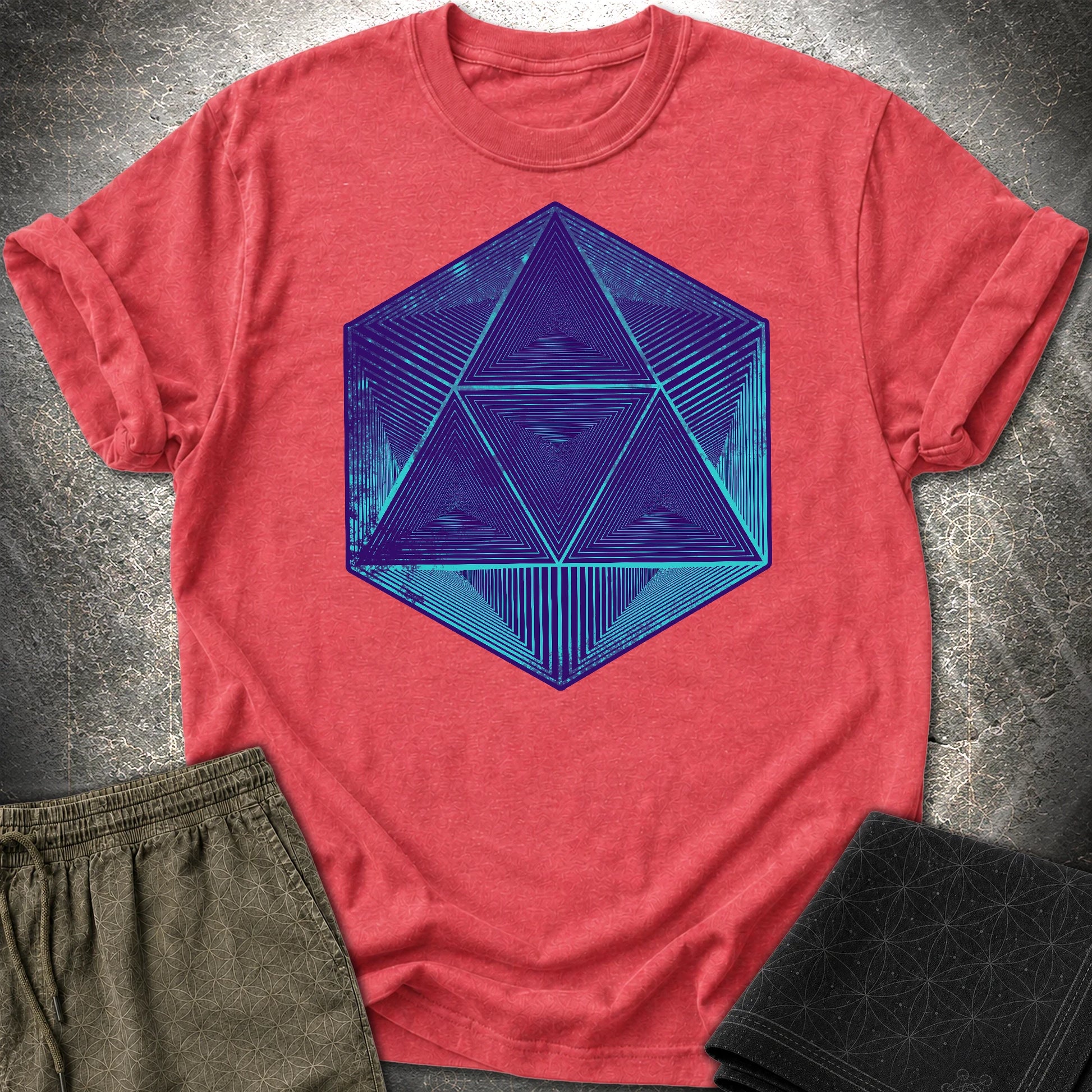 Space Octahedron T-Shirt - Space Octahedron T-Shirt - Heather Red
