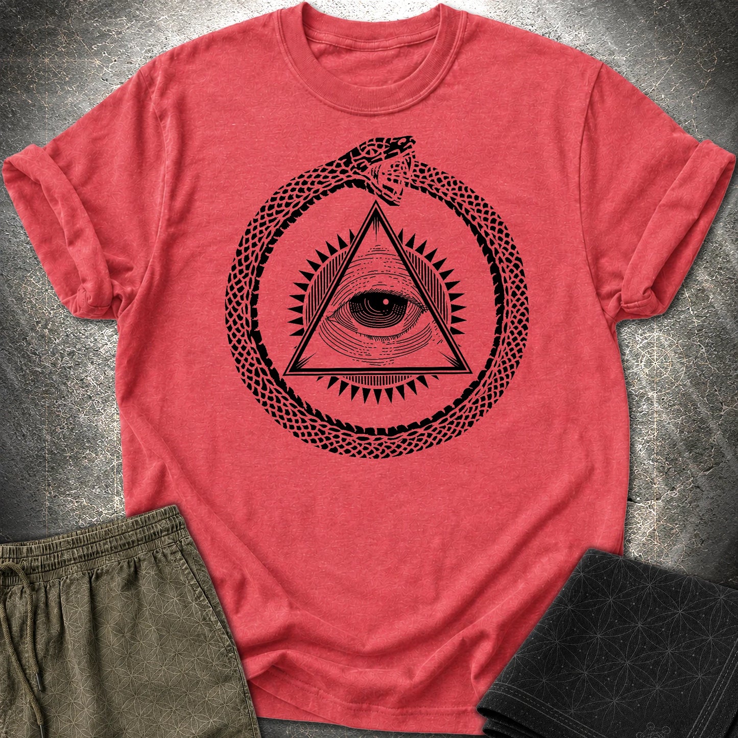 Ouroboros Eye of Providence T-Shirt - Ouroboros Eye of Providence T-Shirt - Heather Red