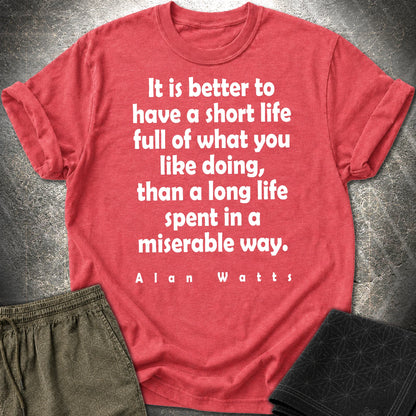 Alan Watts Short Life T-Shirt - Alan Watts Short Life T-Shirt - Heather Red