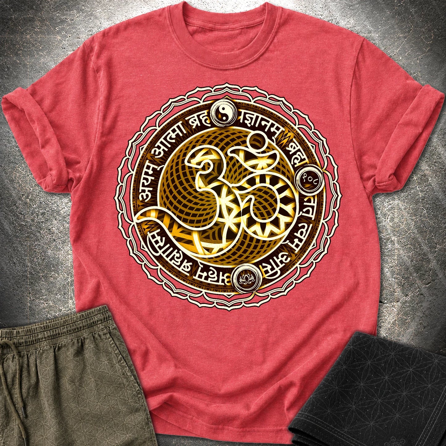 Ohm Sacred Sanskrit T-Shirt - Ohm Sacred Sanskrit T-Shirt - Heather Red