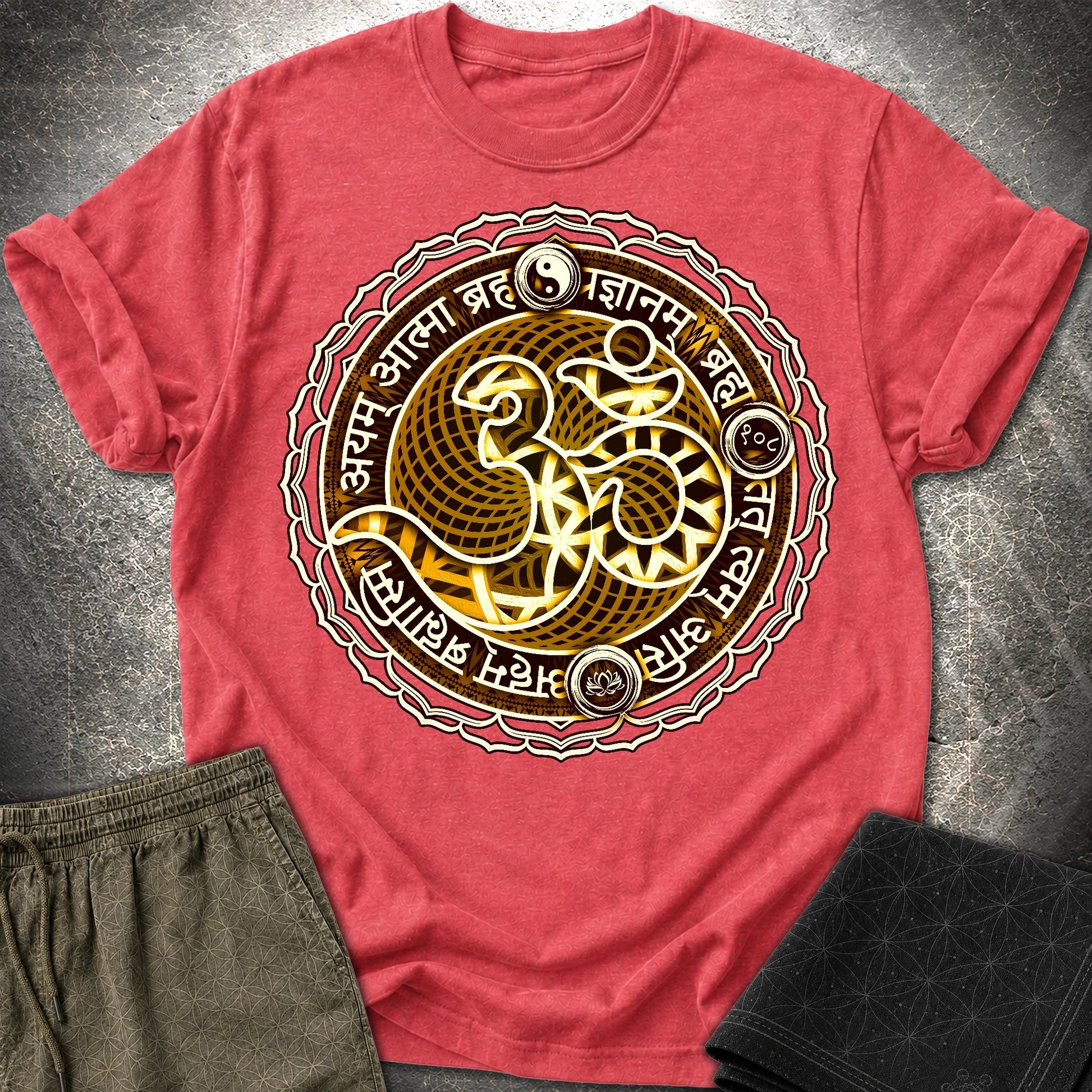 Ohm Sacred Sanskrit T-Shirt - Ohm Sacred Sanskrit T-Shirt - Heather Red