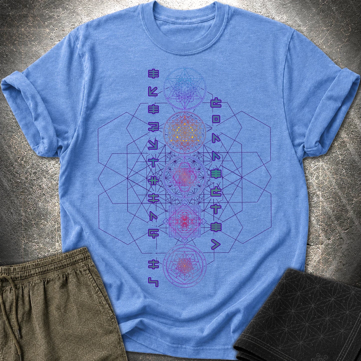 Everything Is Connected Sacred Geometry T-Shirt - Everything Is Connected Sacred Geometry T-Shirt - Heather Royal
