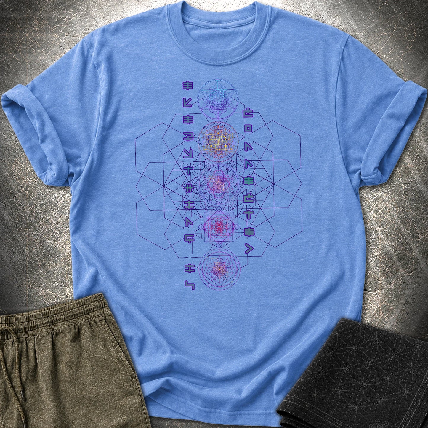 Everything Is Connected Sacred Geometry T-Shirt - Everything Is Connected Sacred Geometry T-Shirt - Heather Royal