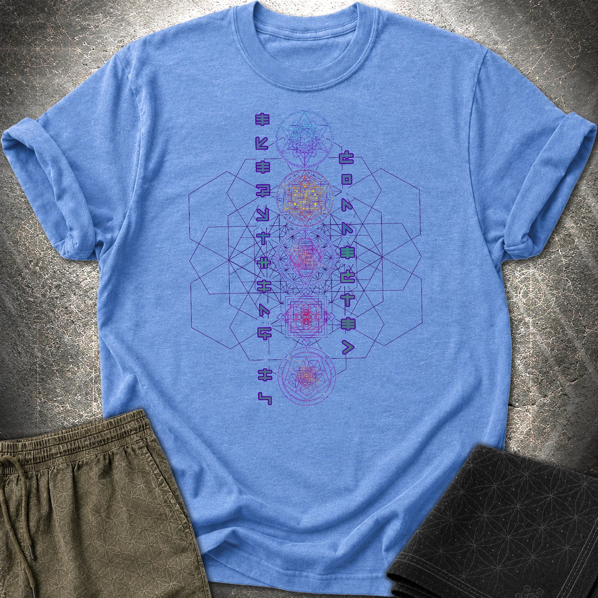 Everything Is Connected Sacred Geometry T-Shirt - Everything Is Connected Sacred Geometry T-Shirt - Heather Royal