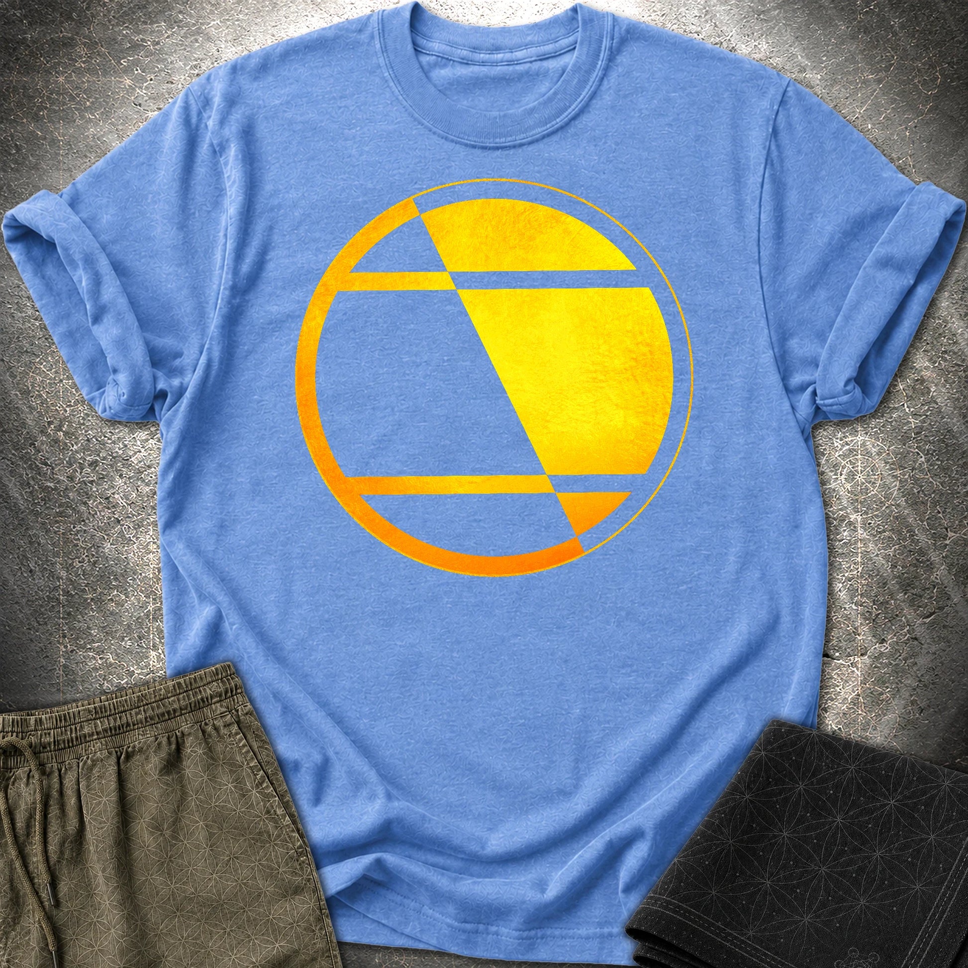 Crop Circle Orange Gold T-Shirt - Crop Circle Orange Gold T-Shirt - Heather Royal