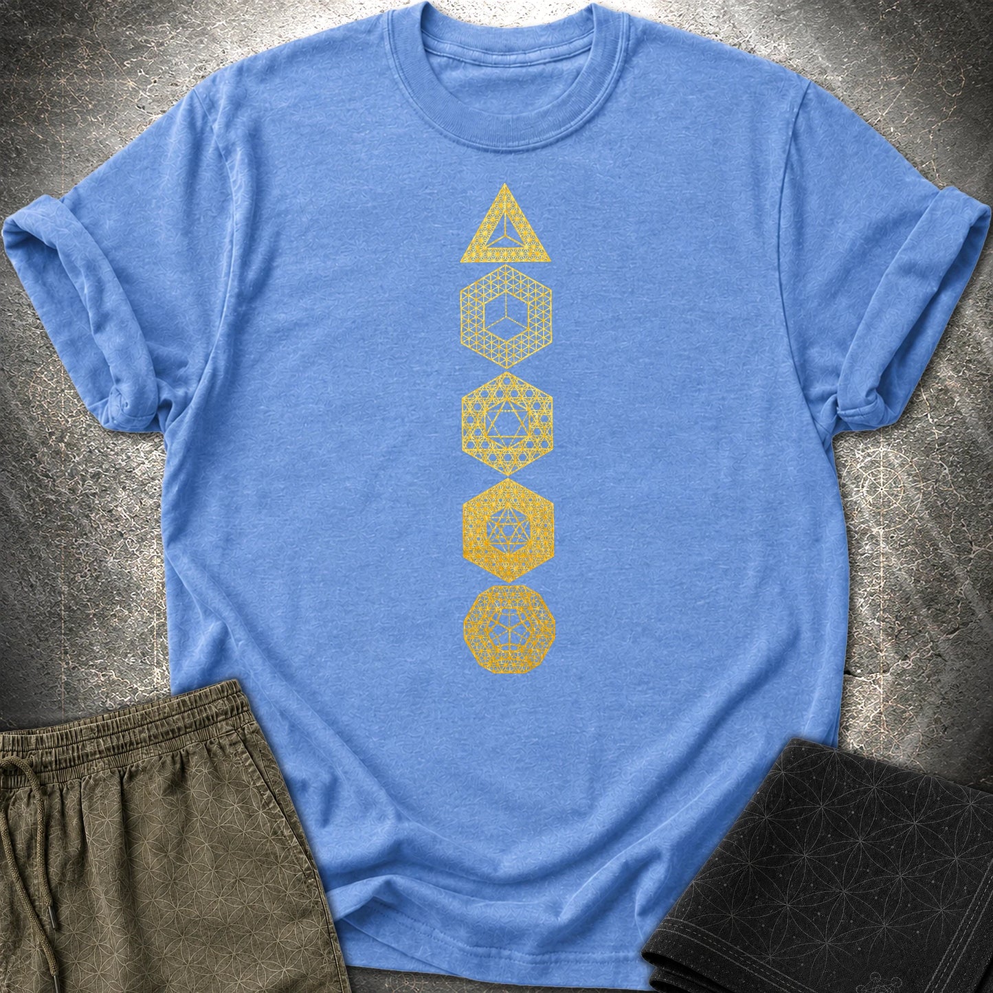 Platonic Solids Sacred Patterns T-Shirt - Platonic Solids Sacred Patterns T-Shirt - Heather Royal