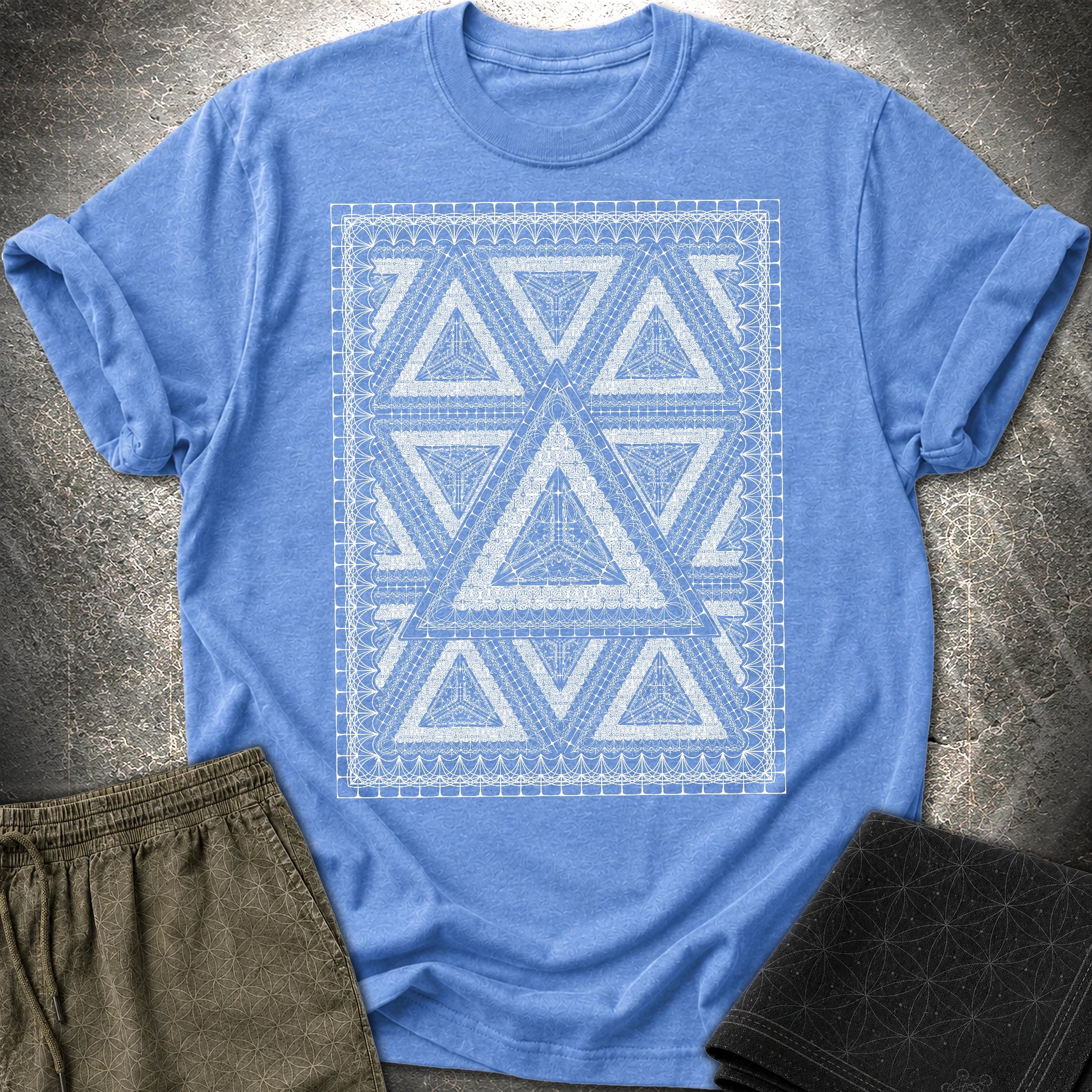 Framed Tetrahedron T-Shirt - Framed Tetrahedron T-Shirt - Heather Royal