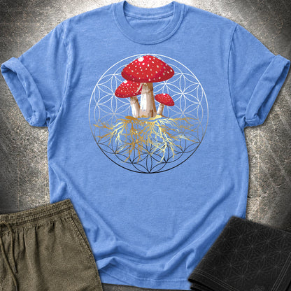 Fly Agaric Flower Of Life T-Shirt - Fly Agaric Flower Of Life T-Shirt - Heather Royal