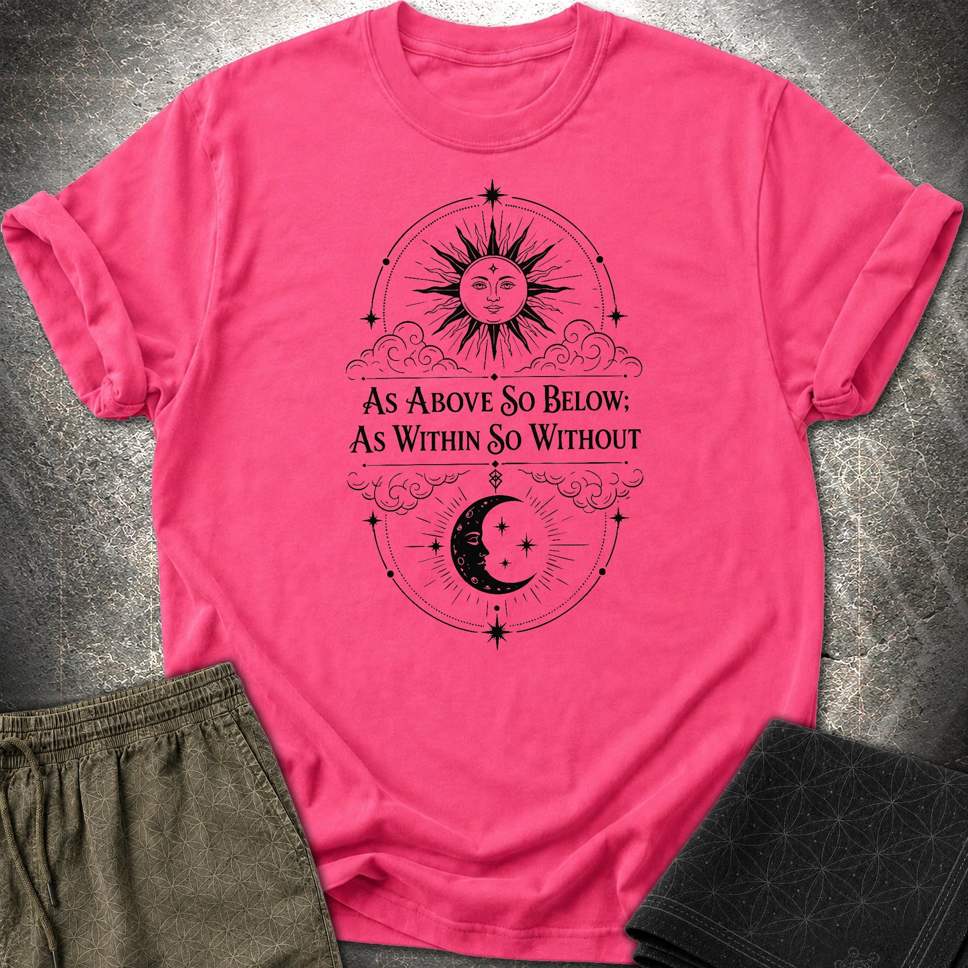 As Above So Below Sun Moon - As Above So Below Sun Moon T-Shirt - Heliconia