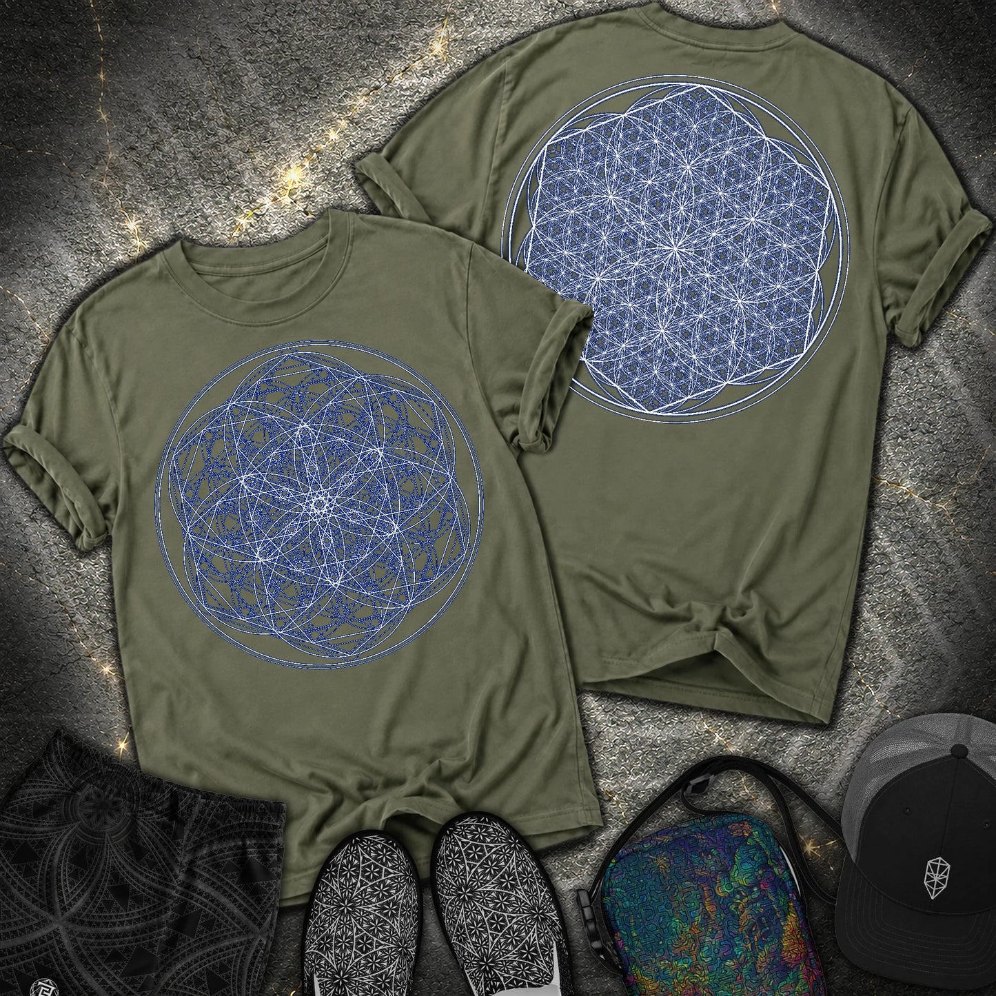 Sacred Flower Grids - Sacred Flower Grids 2 Sided Comfort T-Shirt - Hemp