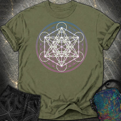 White Metatron Gradient Flower Comfort T-Shirt - White Metatron Gradient Flower Comfort T-Shirt - Hemp