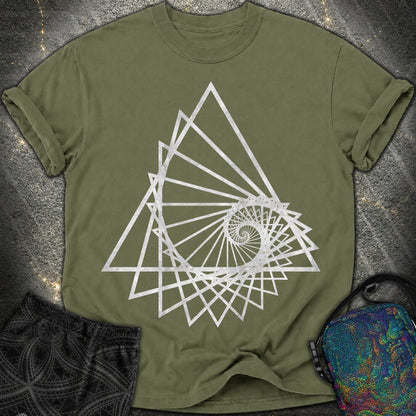 Spiralling Triangle Geometric T-Shirt - Spiralling Triangle Geometric Comfort T-Shirt - Hemp