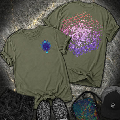 Metatron And Flower Connection 2 Sided Comfort T-Shirt - Metatron And Flower Connection Comfort 2 Sided T-Shirt - Hemp