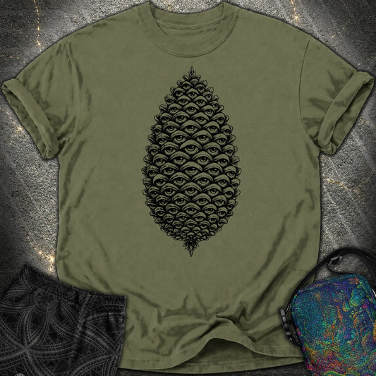 All Seeing Pinecone Black Comfort T-Shirt - All Seeing Pinecone Black Comfort T-Shirt - Hemp