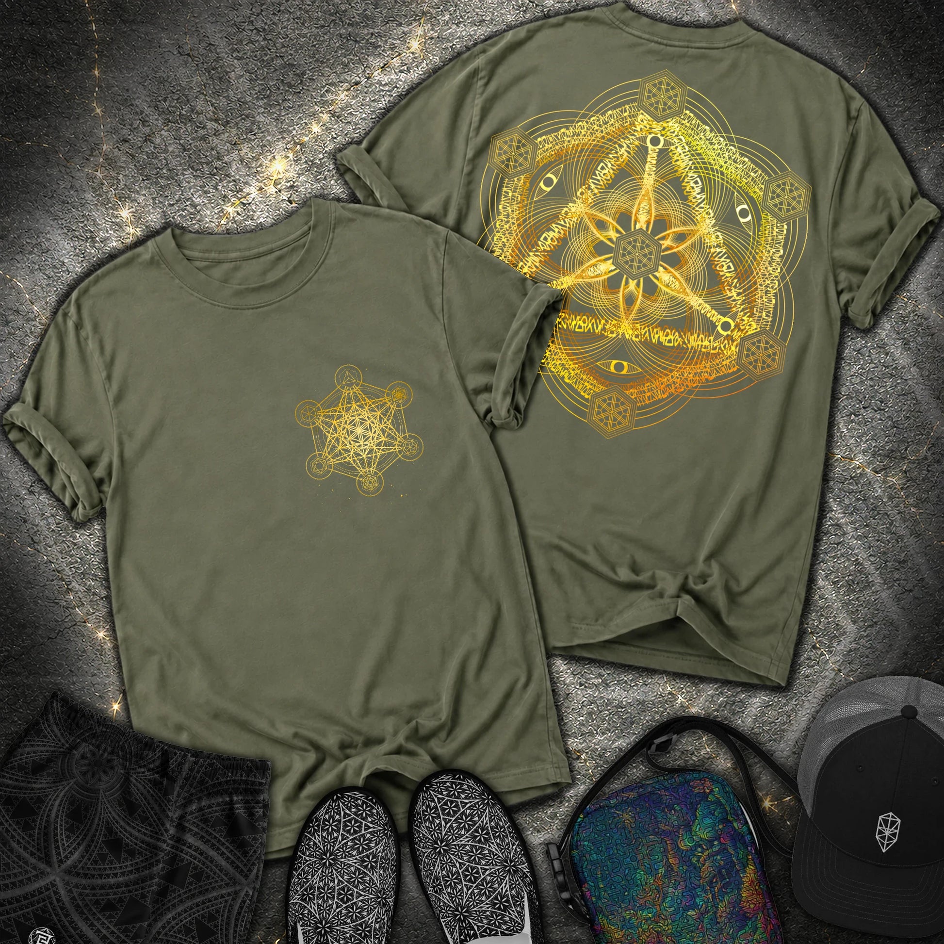 Interdimensional Tesseract Metatron 2 Sided T-Shirt - Interdimensional Tesseract Metatron 2 Sided Comfort T-Shirt - Hemp
