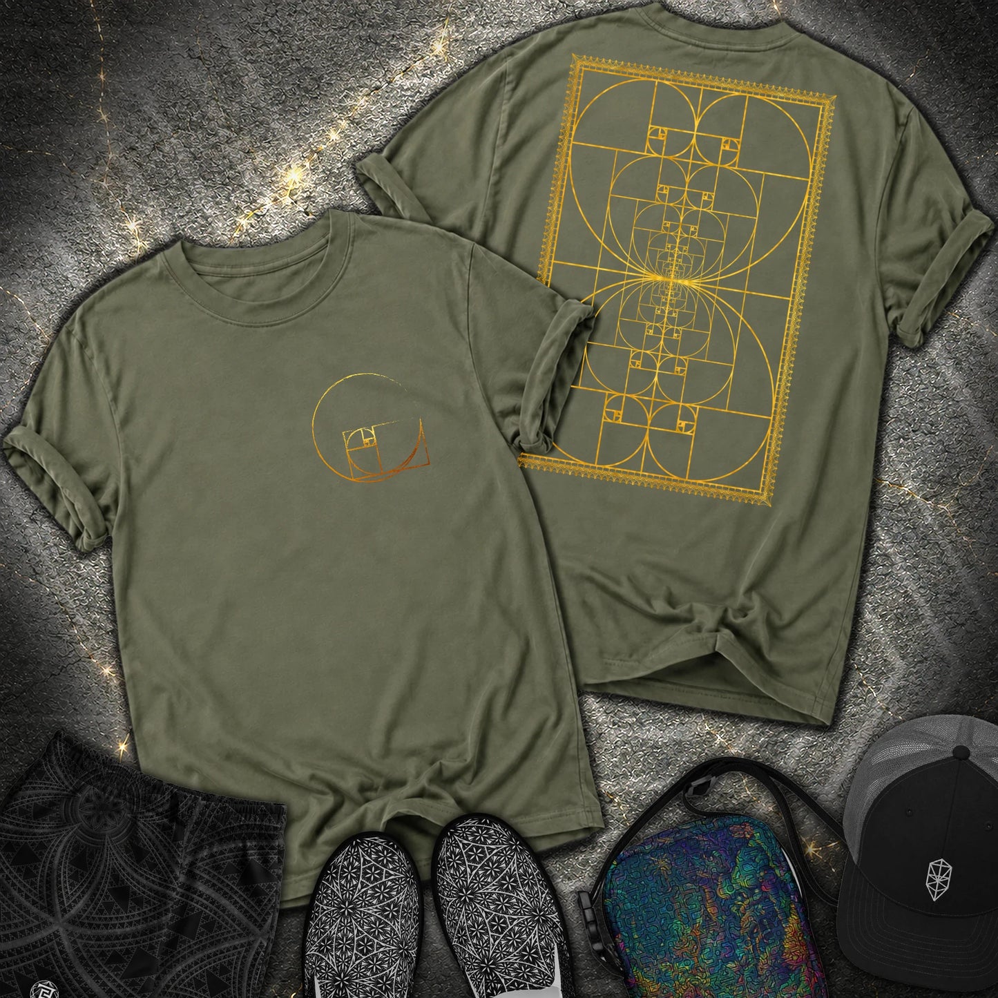 Golden Ratio Spiral 2 Sided T-Shirt - Golden Ratio Spiral 2 Sided Comfort T-Shirt - Hemp