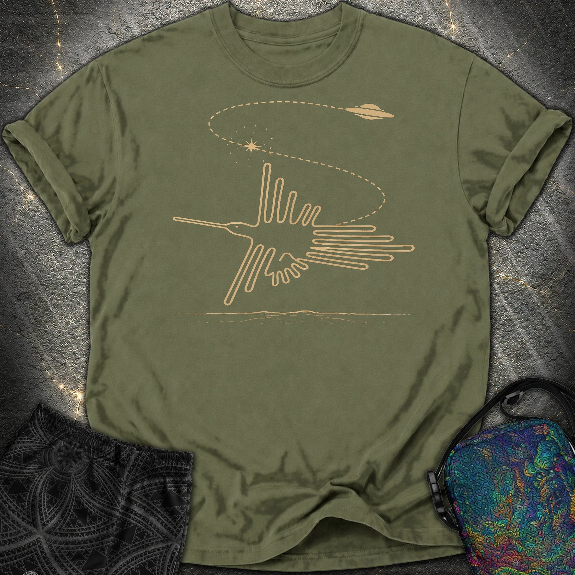 Geoglif Ptaka I Latający Spodek - Geoglif Ptaka I Latający Spodek Comfort T-Shirt - Hemp
