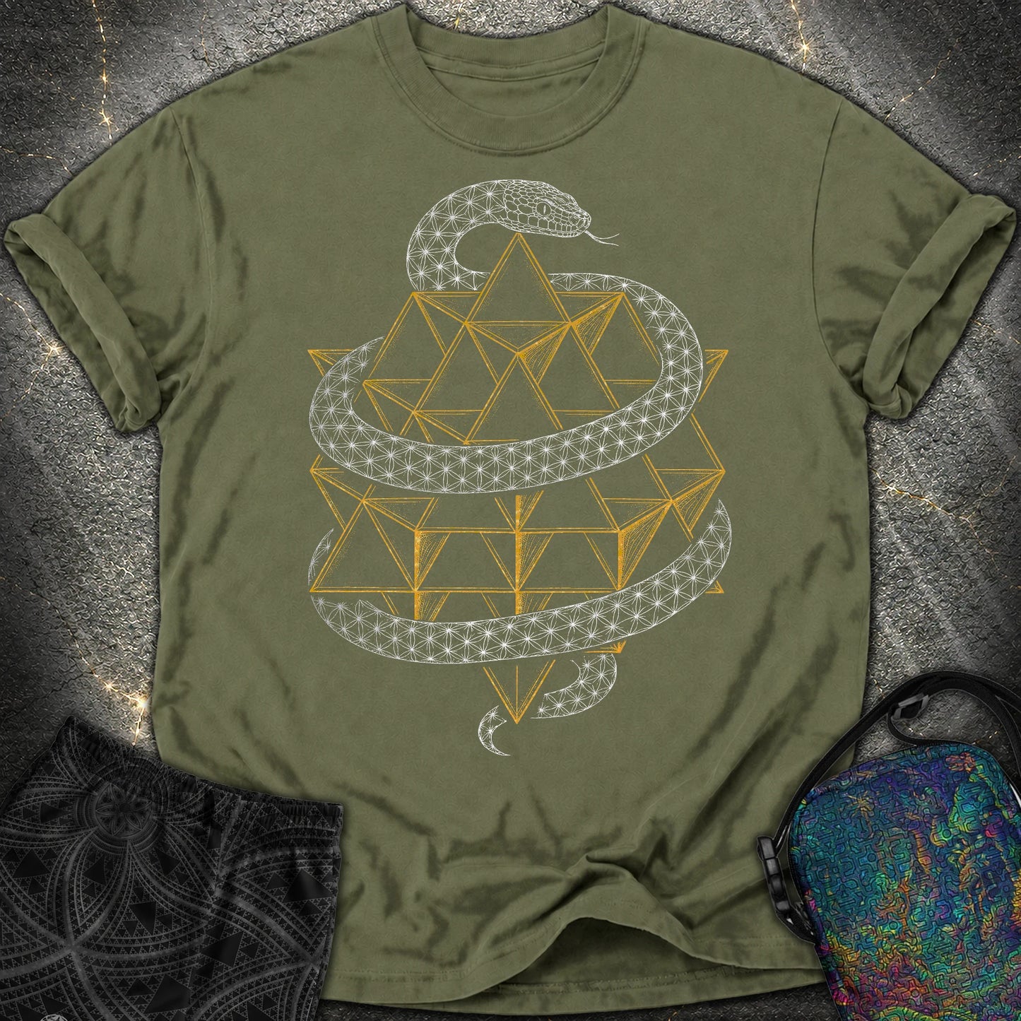 Serpent Tetrahedron Merkaba Geometry Comfort T-Shirt - Serpent Tetrahedron Merkaba Geometry Comfort T-Shirt - Hemp
