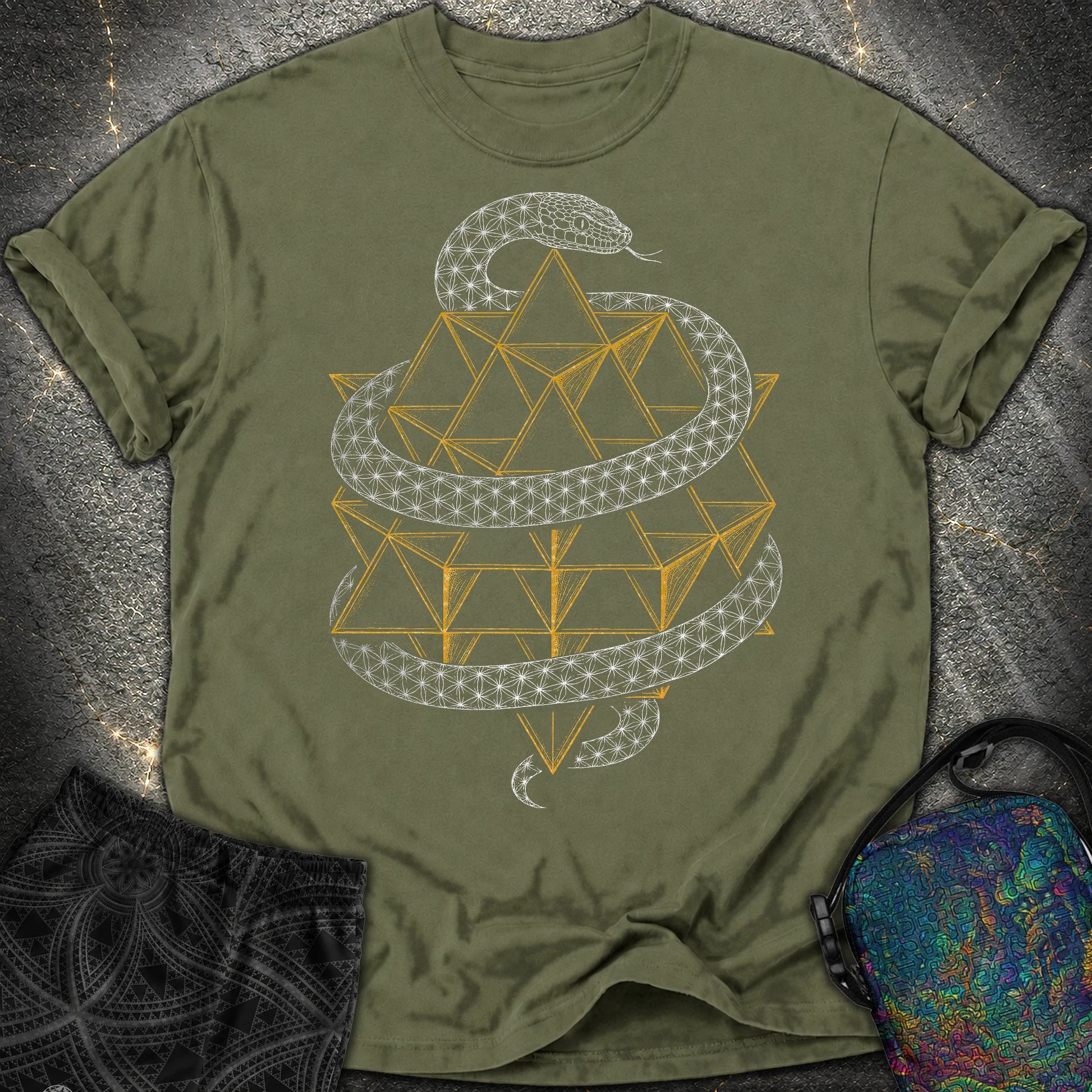 Serpent Tetrahedron Merkaba Geometry Comfort T-Shirt - Serpent Tetrahedron Merkaba Geometry Comfort T-Shirt - Hemp
