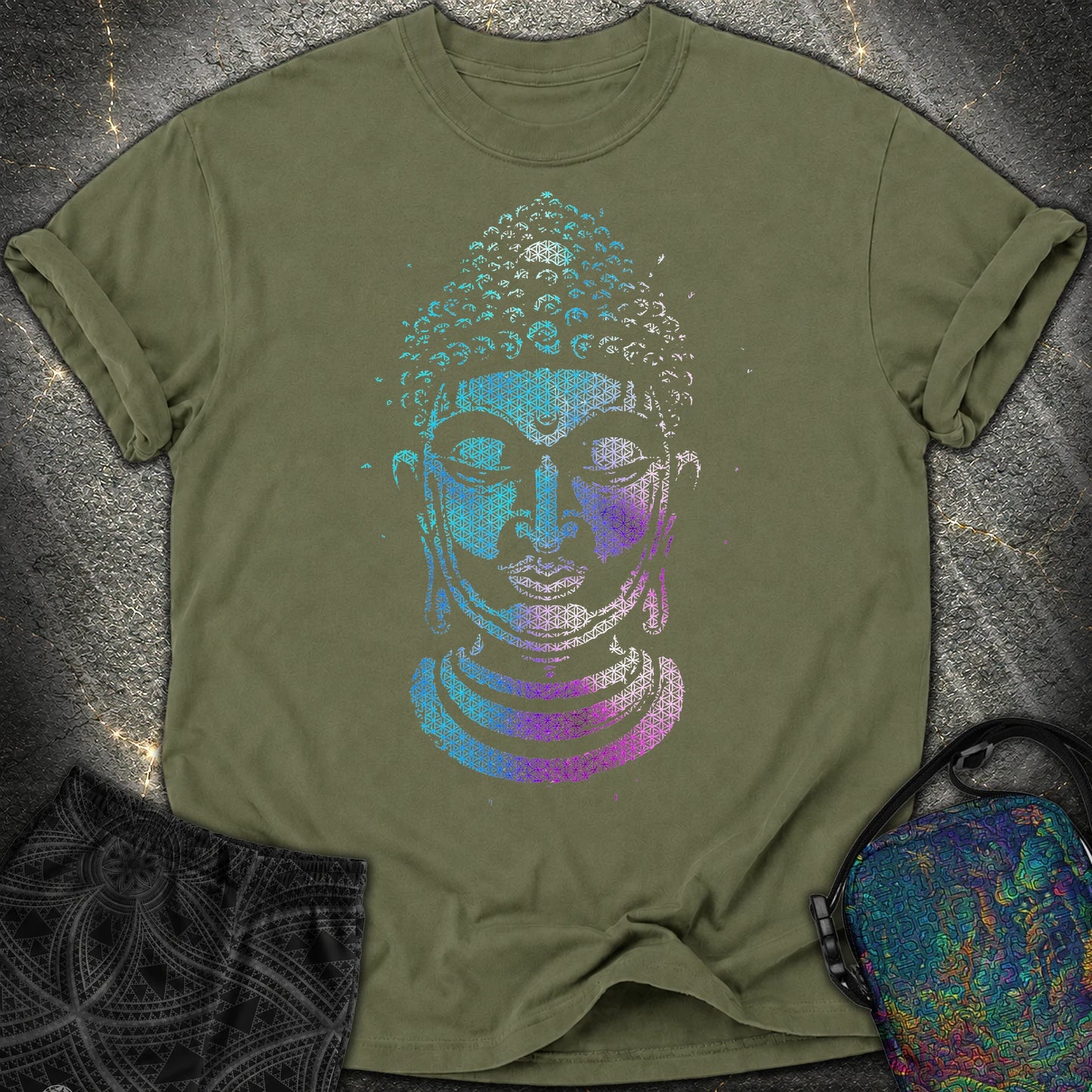 Buddha Flower Of Life Pattern Comfort T-Shirt - Buddha Flower Of Life Pattern Comfort T-Shirt - Hemp