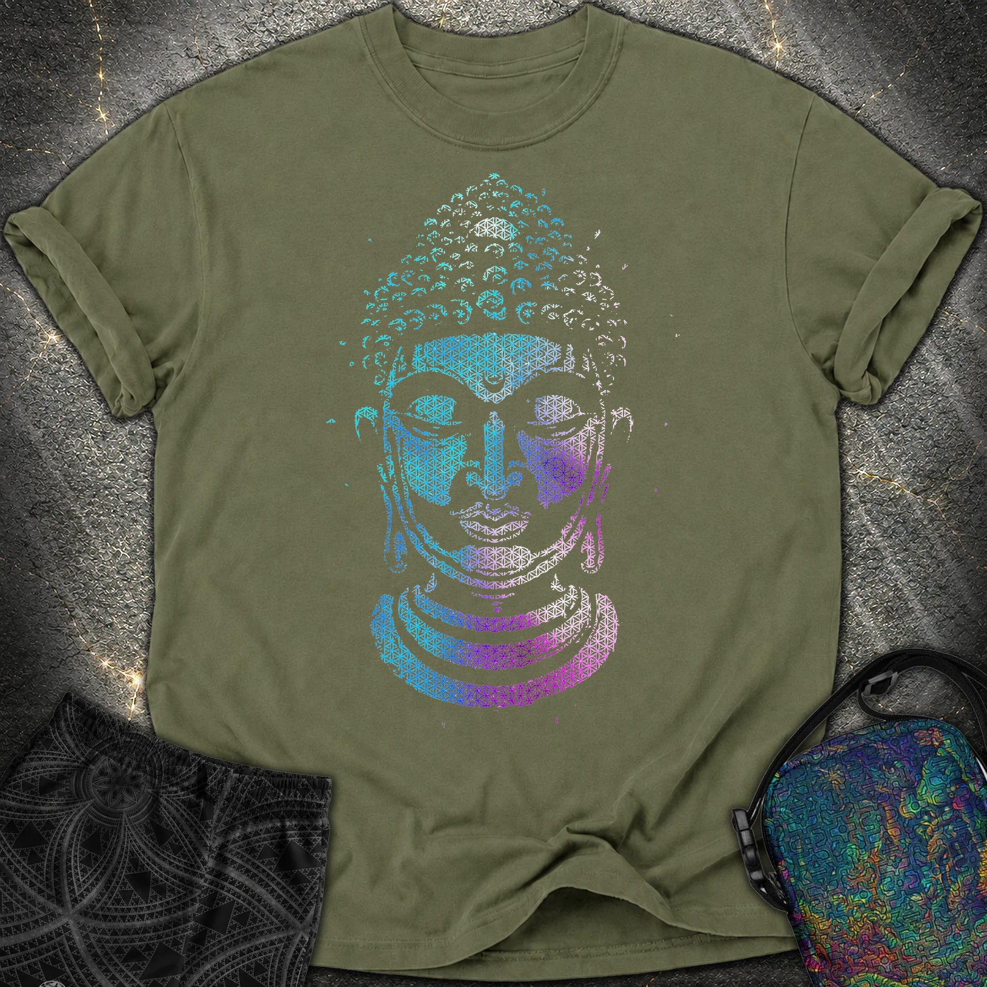 Buddha Flower Of Life Pattern Comfort T-Shirt - Buddha Flower Of Life Pattern Comfort T-Shirt - Hemp