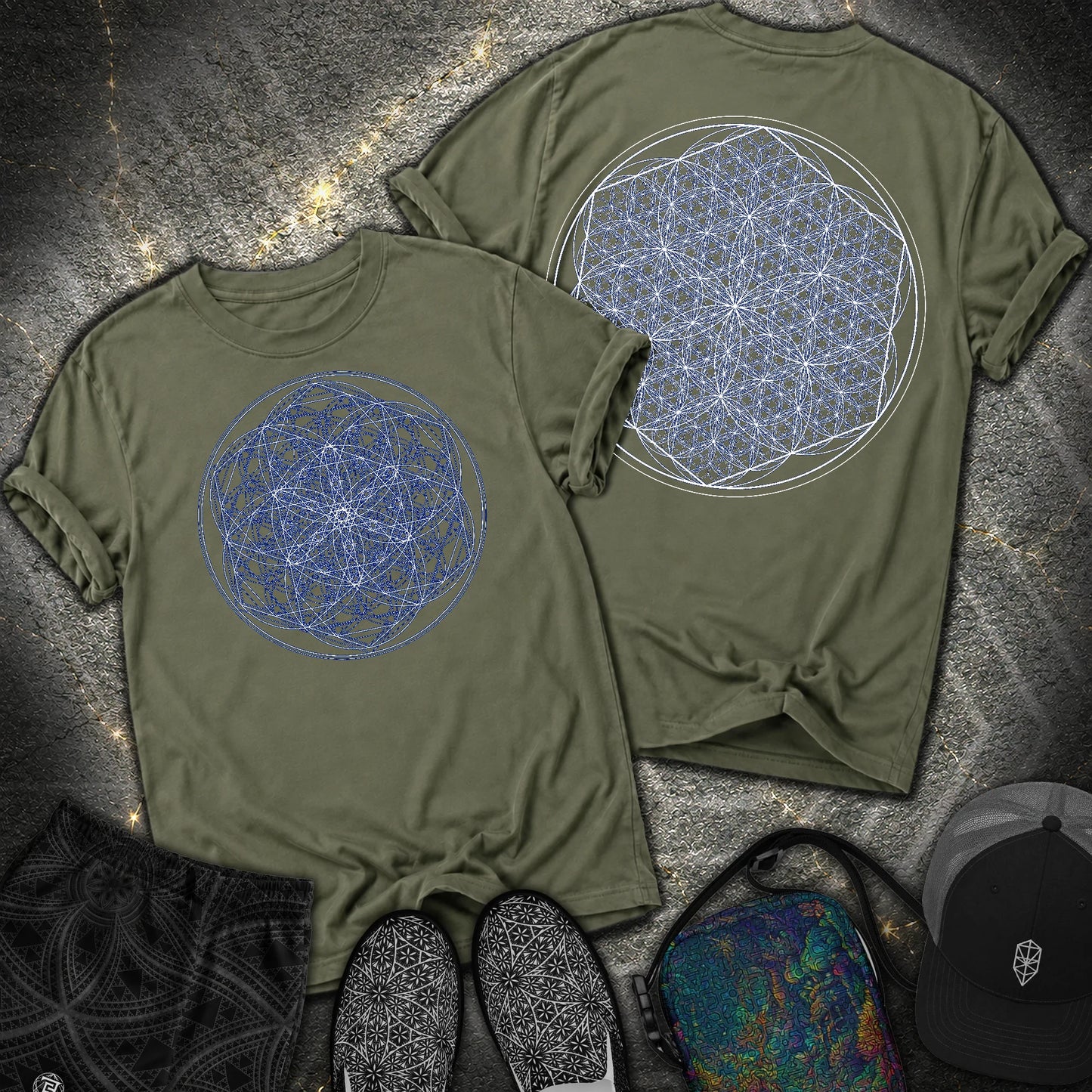 Sacred Flower Grids 2 Sided Comfort T-Shirt - Sacred Flower Grids 2 Sided Comfort T-Shirt - Hemp