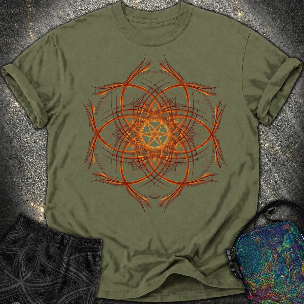 Geometric Sunset Comfort T-Shirt - Geometric Sunset Comfort T-Shirt - Hemp