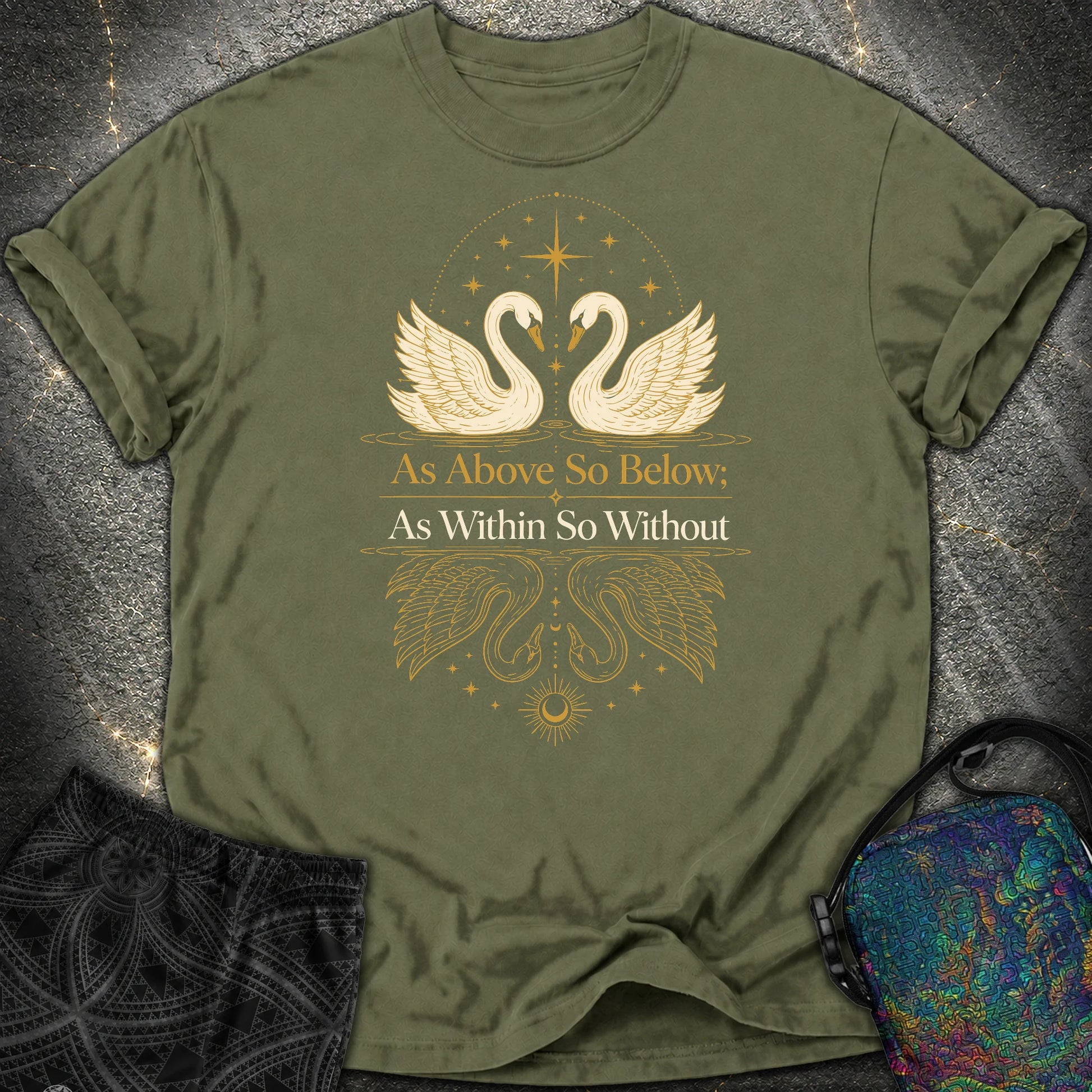 As Above So Below Swans Comfort T-Shirt - As Above So Below Swans Comfort T-Shirt - Hemp