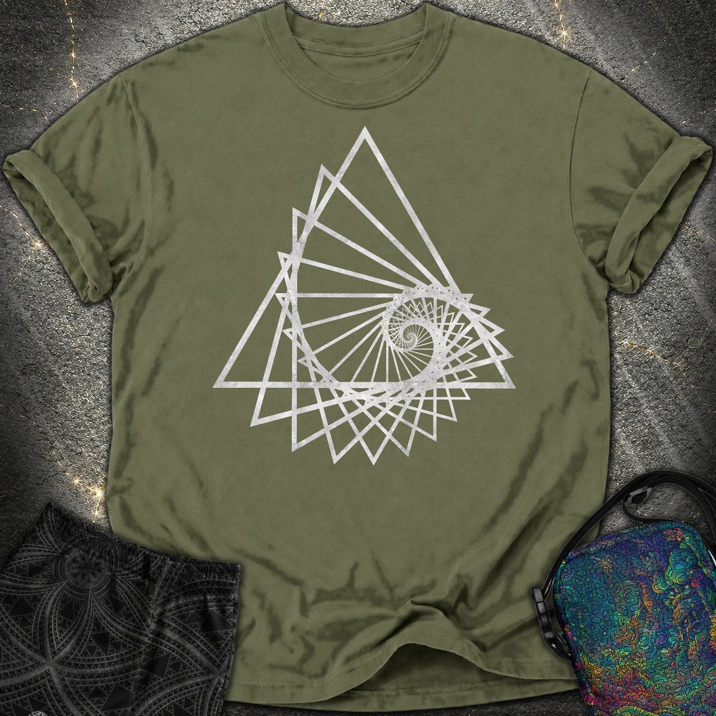 Spiralling Triangle Geometric Comfort T-Shirt - Spiralling Triangle Geometric Comfort T-Shirt - Hemp