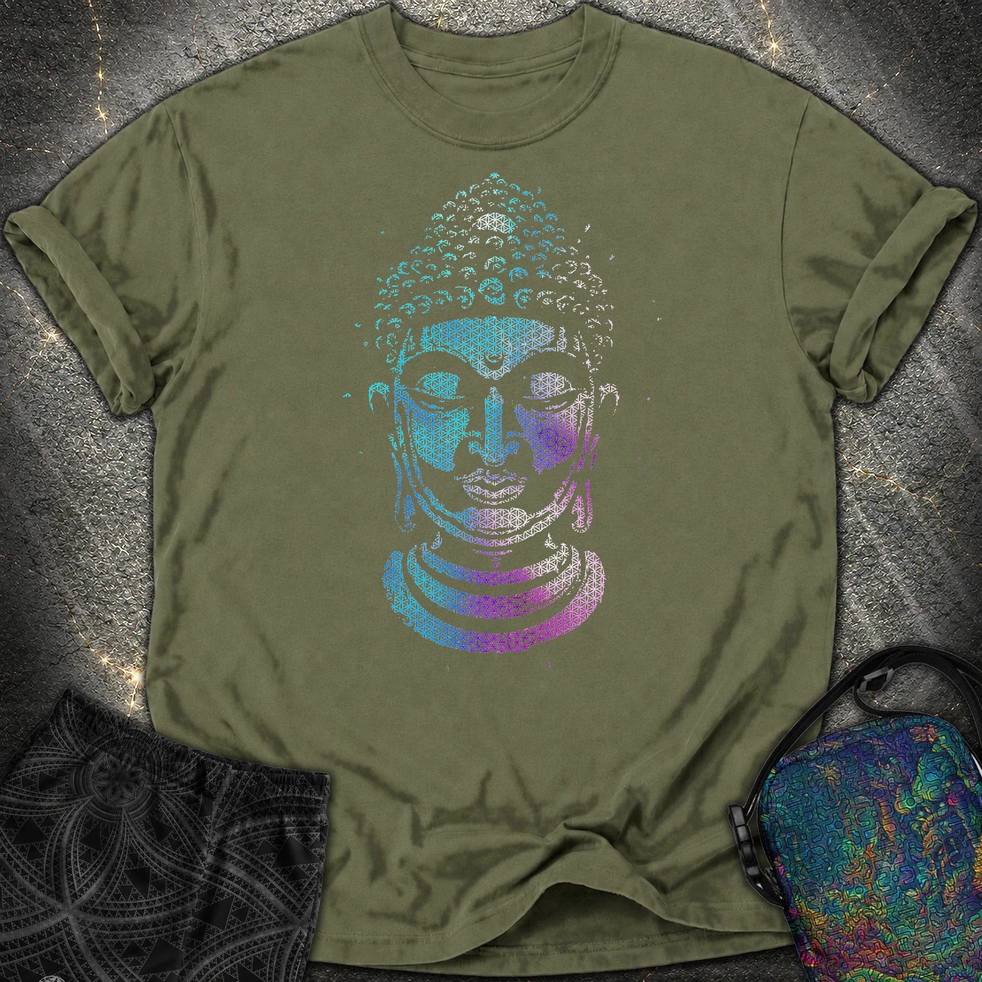 Buddha Flower Of Life Pattern Comfort T-Shirt - Buddha Flower Of Life Pattern Comfort T-Shirt - Hemp