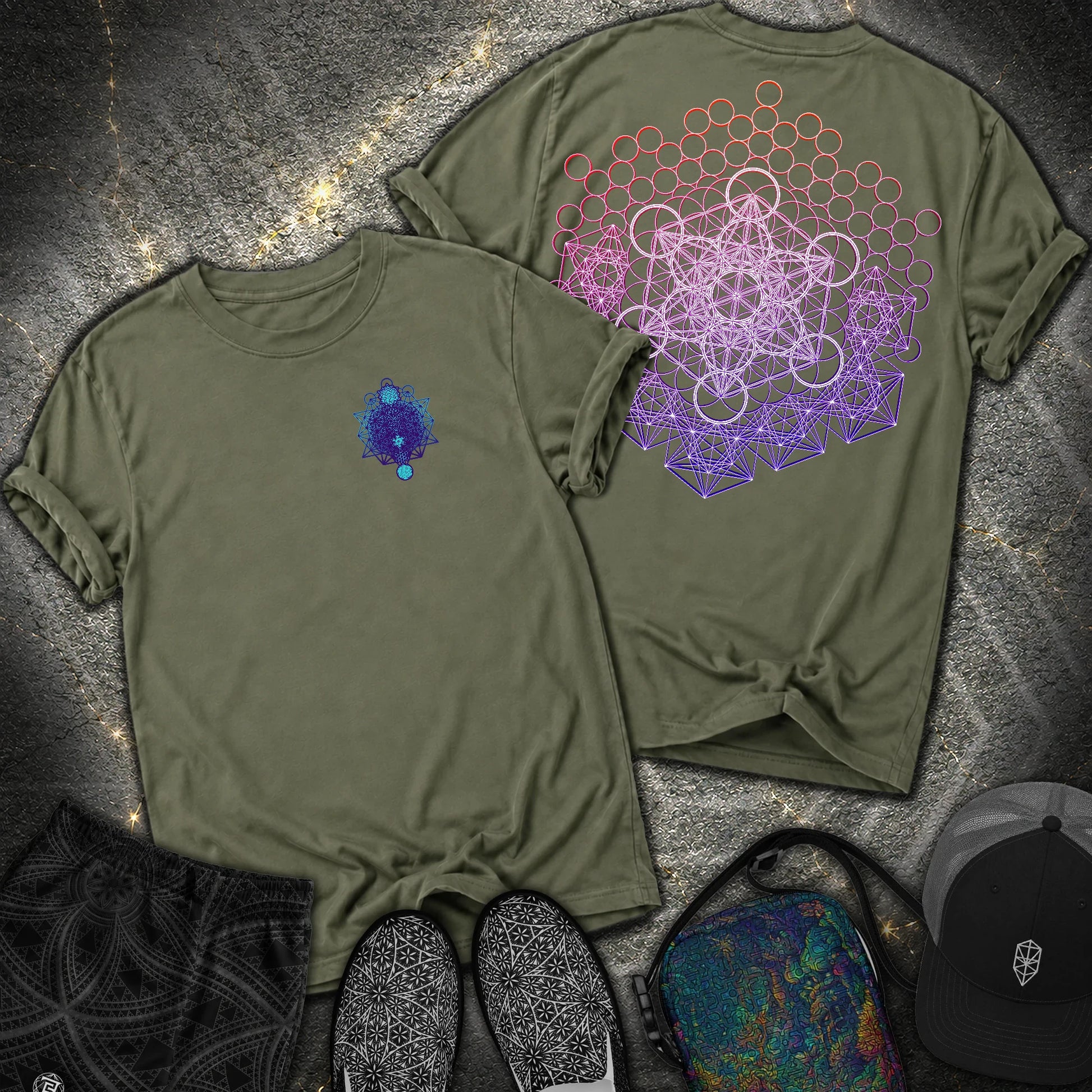 Metatron And Flower Connection Comfort 2 Sided T-Shirt - Metatron And Flower Connection Comfort 2 Sided T-Shirt - Hemp