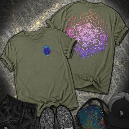 Metatron And Flower Connection Comfort 2 Sided T-Shirt - Metatron And Flower Connection Comfort 2 Sided T-Shirt - Hemp