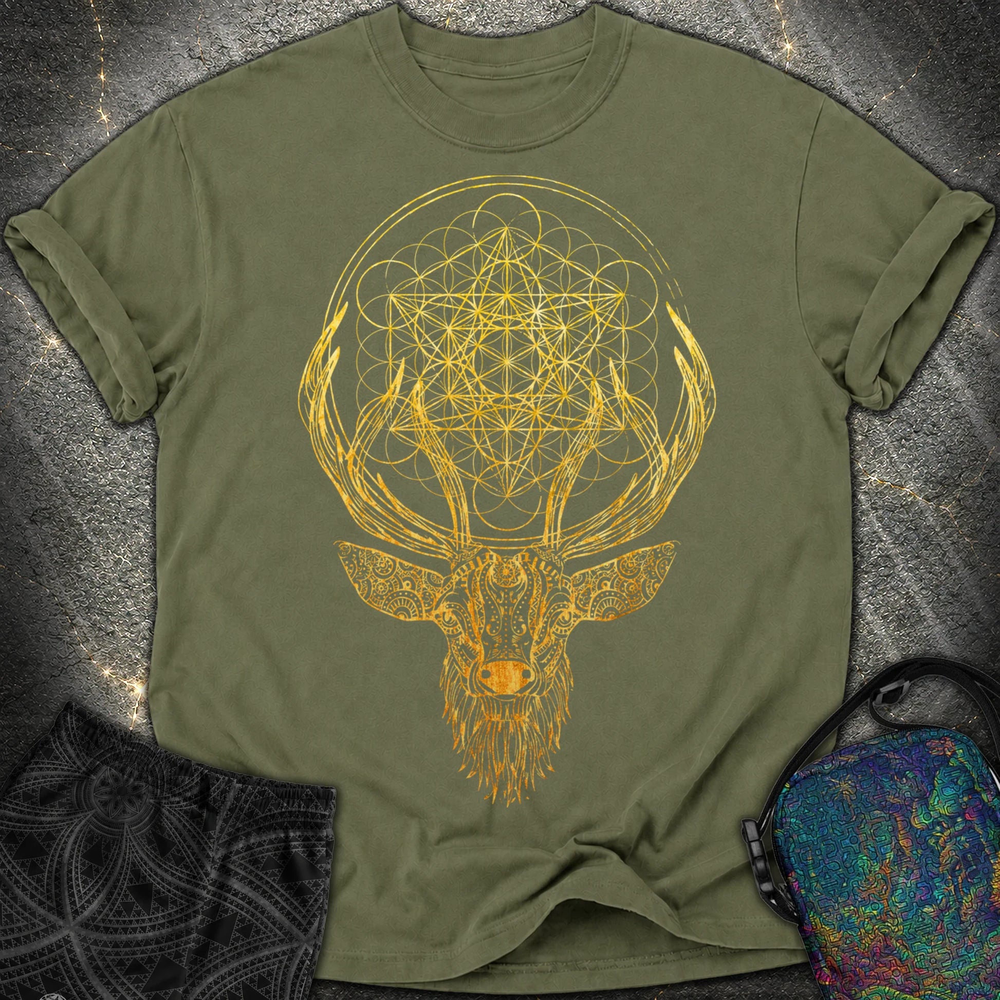 Metatron's Cube Deer T-Shirt - Metatron's Cube Deer Comfort T-Shirt - Hemp