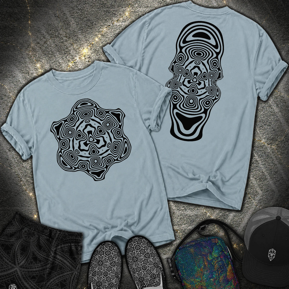 Mind Blown Black 2 Sided Comfort T-Shirt - Mind Blown Black 2 Sided Comfort T-Shirt - Ice Blue