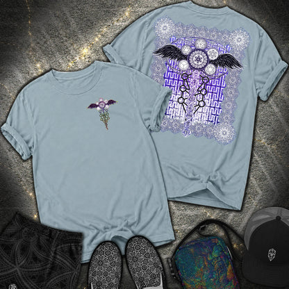 Winged Metatron DNA 2 Sided Comfort T-Shirt - Winged Metatron DNA 2 Sided Comfort T-Shirt - Ice Blue