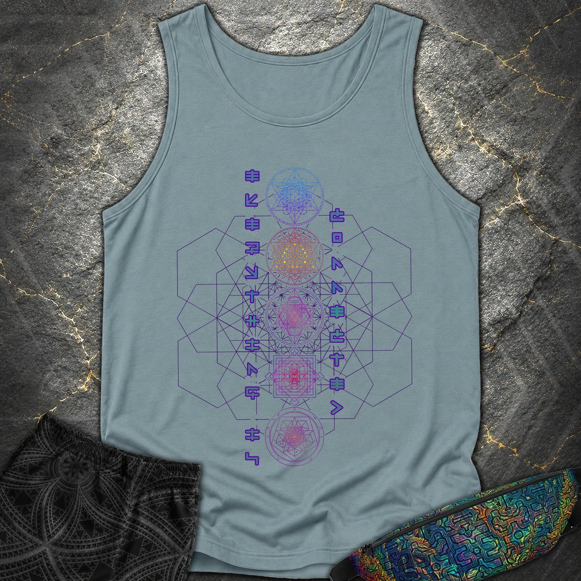 Everything Is Connected Sacred Geometry T-Shirt - Everything Is Connected Sacred Geometry Comfort Tank Top - Ice Blue