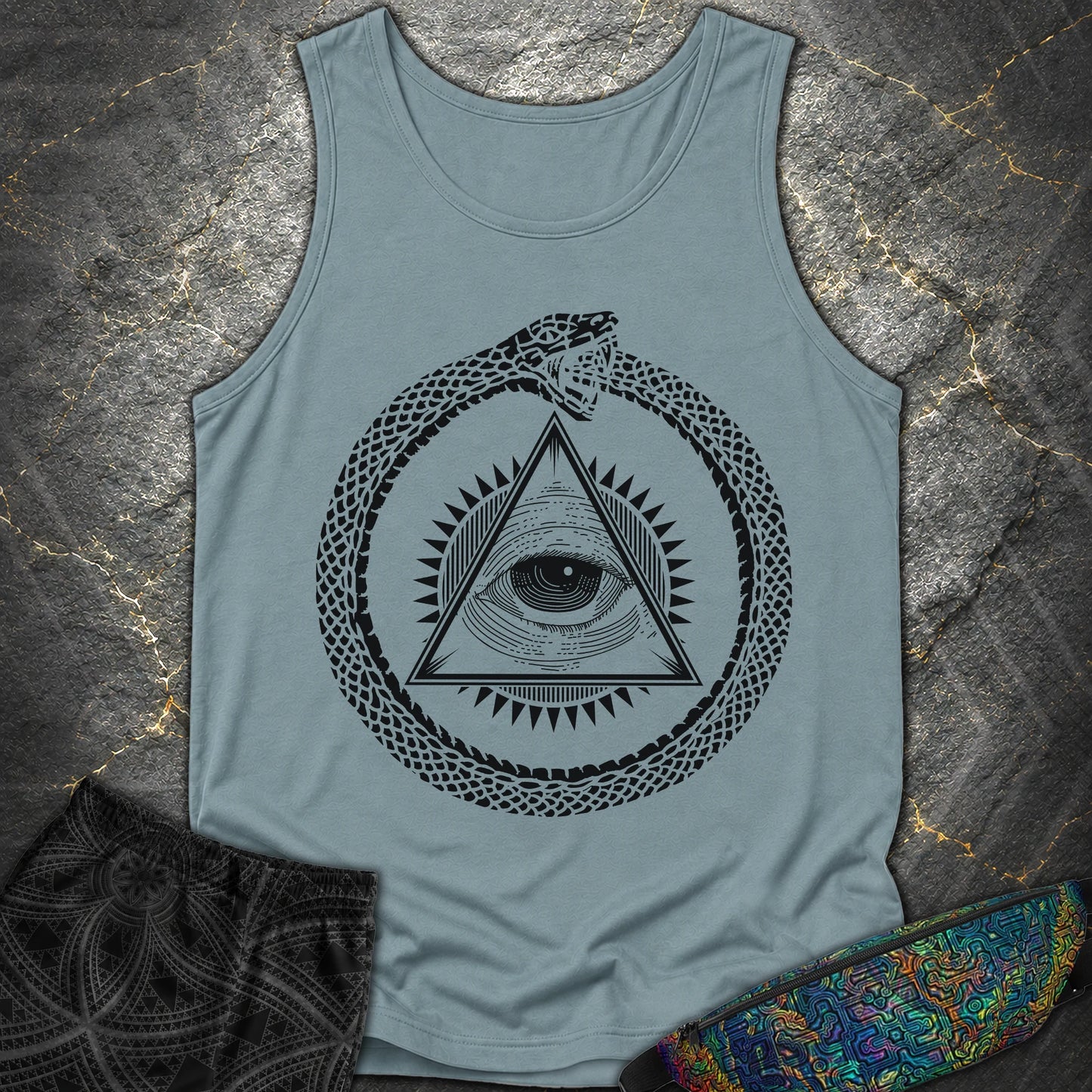 Ouroboros Eye of Providence - Ouroboros Eye of Providence Comfort Tank Top - Ice Blue