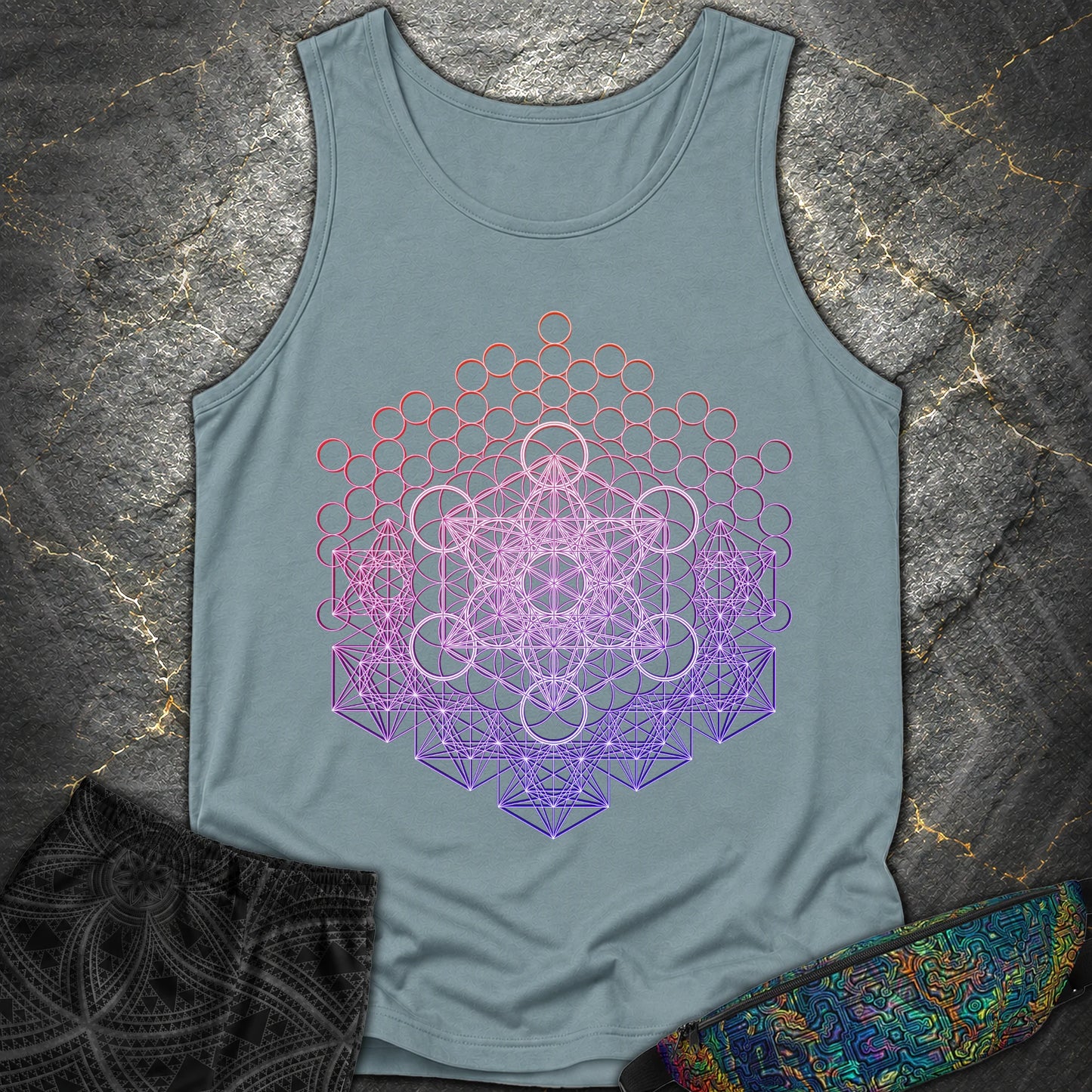 Metatron And Flower Connection - Metatron And Flower Connection Tank Top - Ice Blue