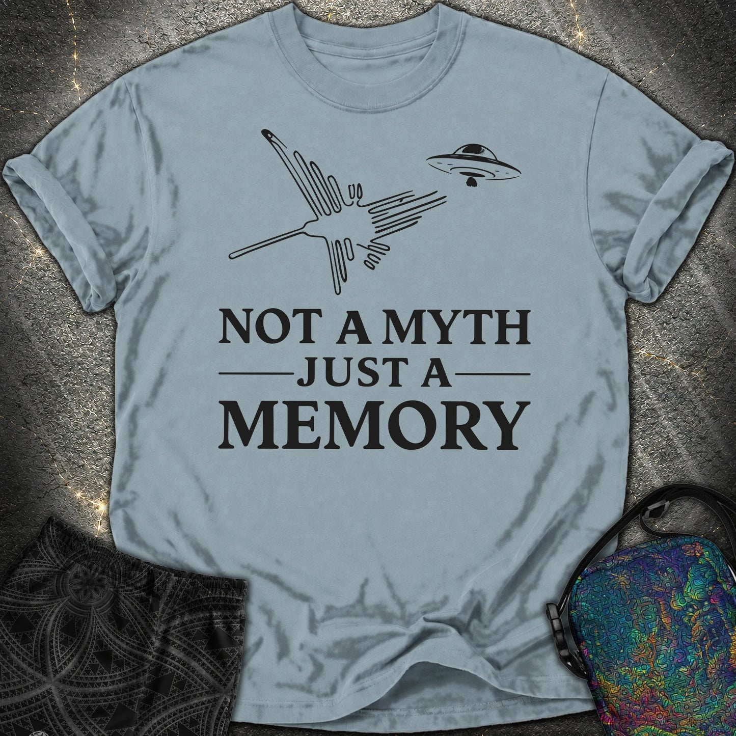 NOT MYTH JUST MEMORY Czarne - NOT MYTH JUST MEMORY Czarne Comfort T-Shirt - Ice Blue