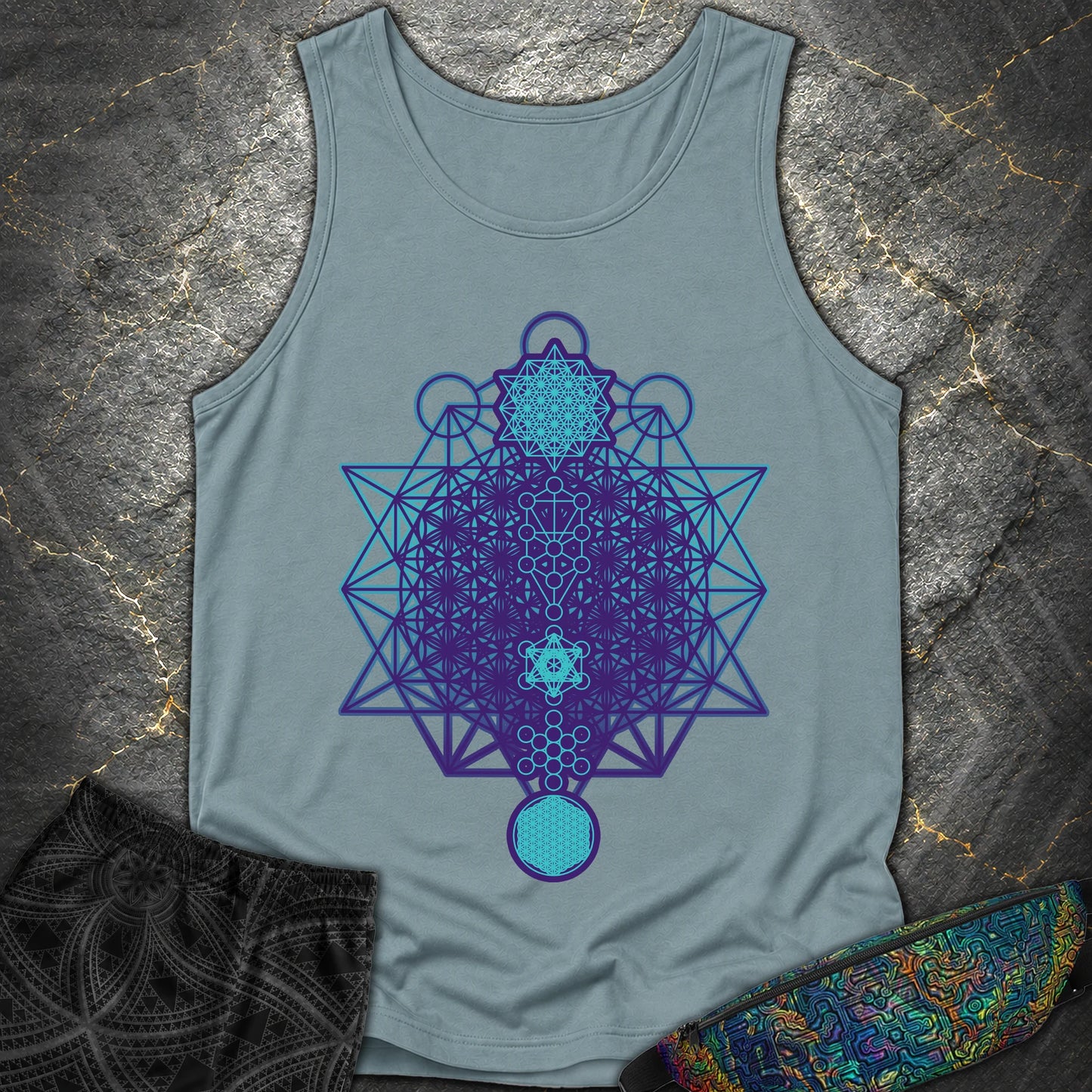 All The Sacred Geometry - All The Sacred Geometry Tank - Ice Blue