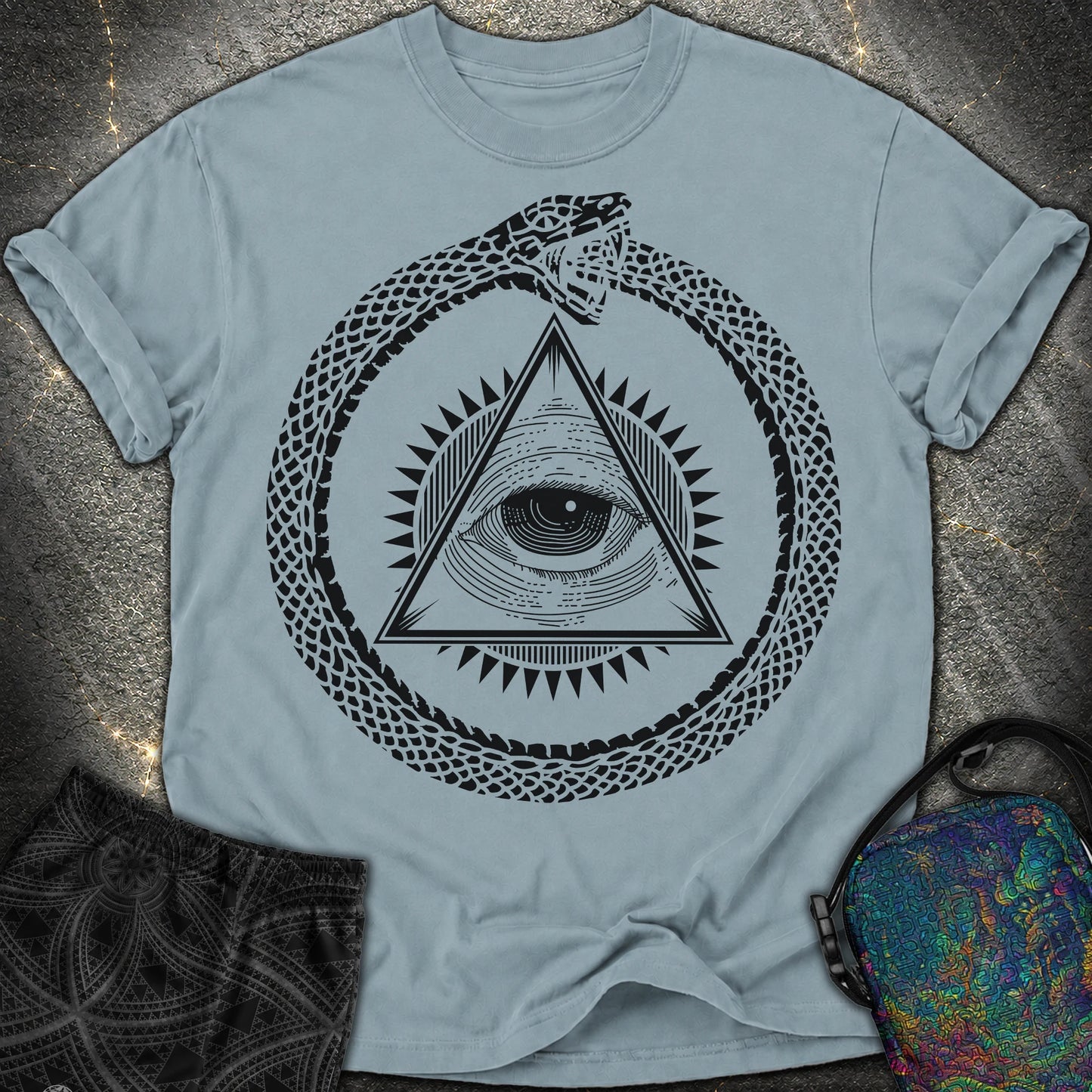 Ouroboros Eye of Providence - Ouroboros Eye of Providence Comfort T-Shirt - Ice Blue