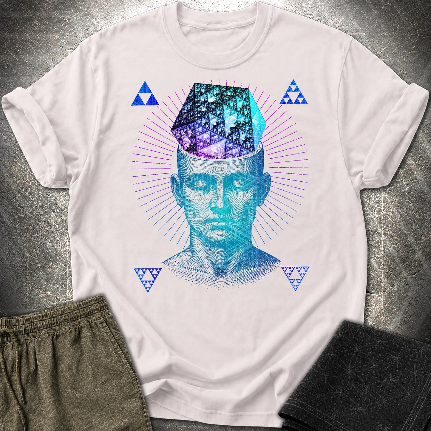 The Mathematitian Fractal Mind T-Shirt - The Mathematitian Fractal Mind T-Shirt - Ice Grey