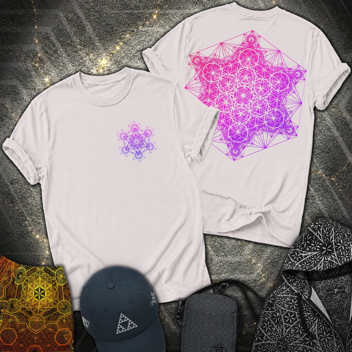 Metatron's Tesseract 2 Side 2 Sided T-Shirt - Metatron's Tesseract 2 Side 2 Sided T-Shirt - Ice Grey