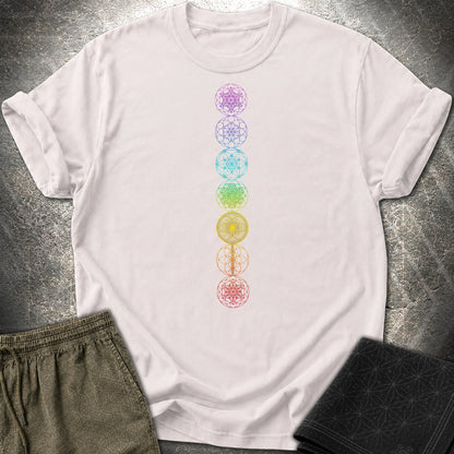 7 Sacred Geometry Chakras T-Shirt - 7 Sacred Geometry Chakras T-Shirt - Ice Grey
